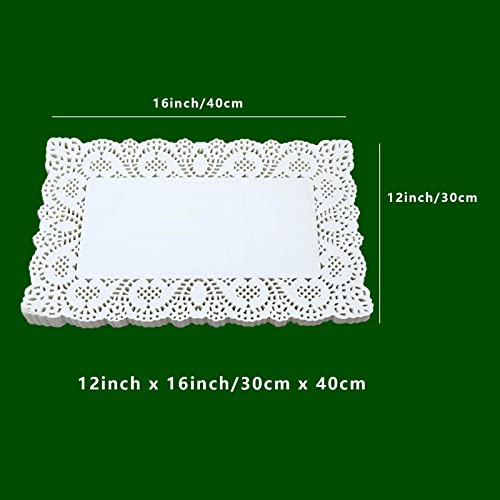12x16 Inch Rectangle Paper Doilies, White Lace Disposable Placemats, 100 Pack