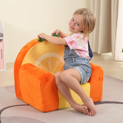 Kids Orange Comfy Cute Kids Chair with High-Density Foam - MOMCAYWEX