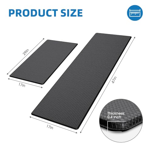 2-Piece Anti-Fatigue Kitchen Mat Set, 0.4-Inch Cushioned Memory Foam Rugs