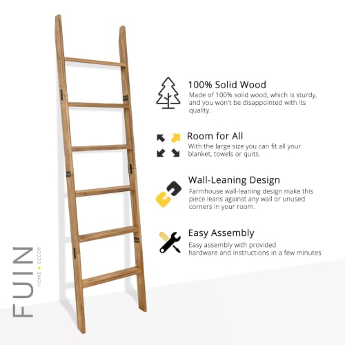 5.5ft Rustic Solid Wood Blanket Ladder - Farmhouse Towel & Quilt Rack