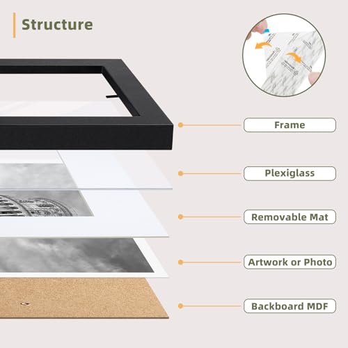 4x6 Black Picture Frame Set of 10 - Wall & Tabletop Display Photo Frames