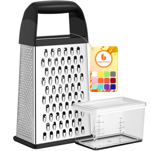 4-Side Stainless Steel Box Cheese Grater with Storage Container & Slicer