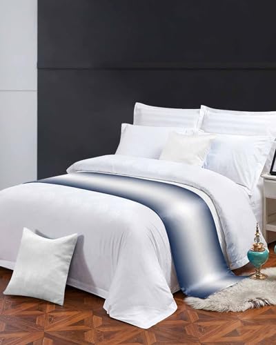 DecorLovee Navy Blue Ombre Bed Runner for Queen Size Bed - Modern Scarf