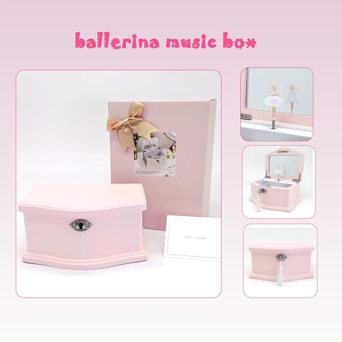 Pink Ballerina Musical Jewelry Box with Mirror and Lock