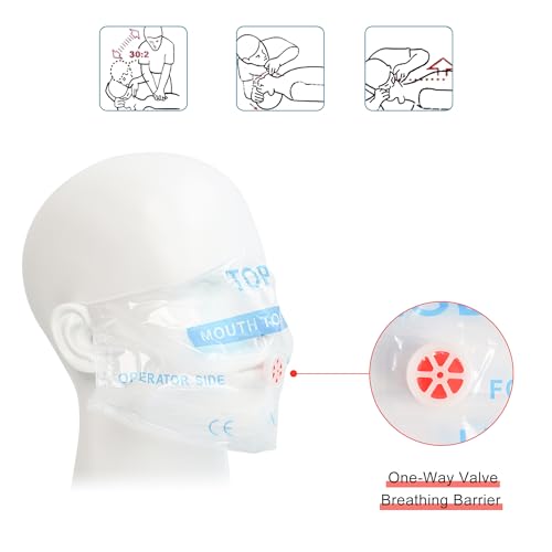 KONGDY 20pcs CPR Face Shield, CPR Pocket Mask Keychain with One-Way Valve Breathing Barrier