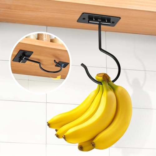 Foldable Under Cabinet Banana Hook - Heavy-Duty Metal Kitchen Hanger