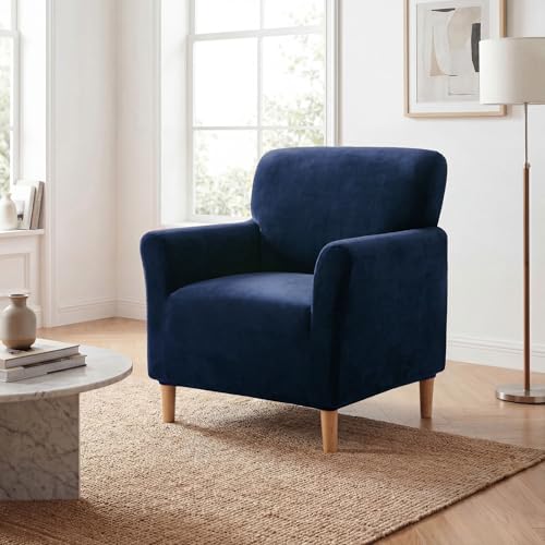 Water-Repellent Stretch Armchair Cover - Navy Blue Slipcover
