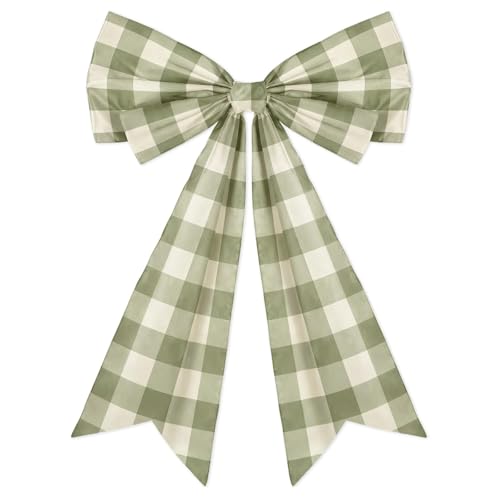 Large Sage Green Buffalo Check Bow for Wall & Backdrop Decor (28" x 22")