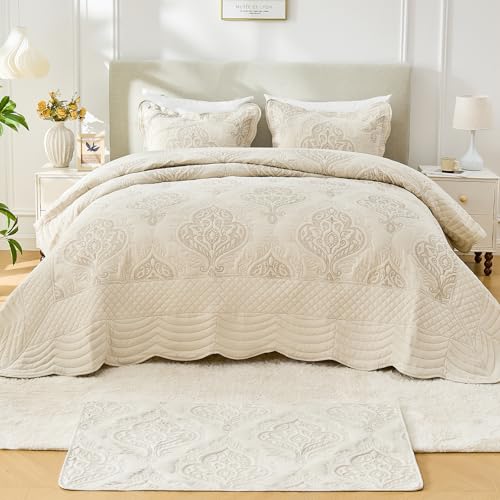 Oversized Twin Bedspread Set - 4-Piece Paisley Reversible Microfiber Coverlet