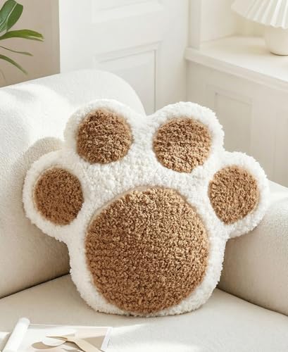 Paw Shaped Throw Pillow, Soft Plush Animal Cushion for Couch and Sofa