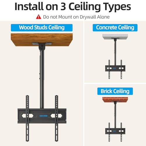 Full Motion Ceiling TV Mount for 26-65 inch TVs, Adjustable Height & Tilt