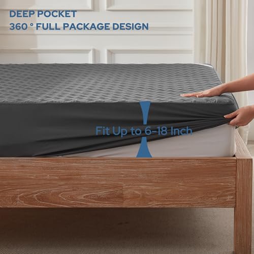 BEDLORE Waterproof Queen Mattress Protector, Soft Noiseless Breathable Bed Cover
