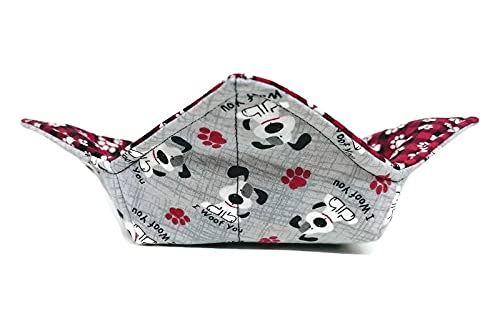 Microwavable Cotton Bowl Cozy - Reversible Puppy Dog and Plaid Print