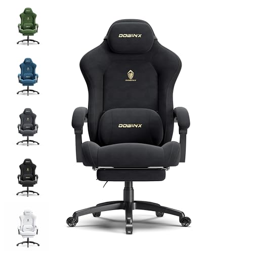 Ergonomic Gaming Chair for Big and Tall, Suede Fabric with Footrest