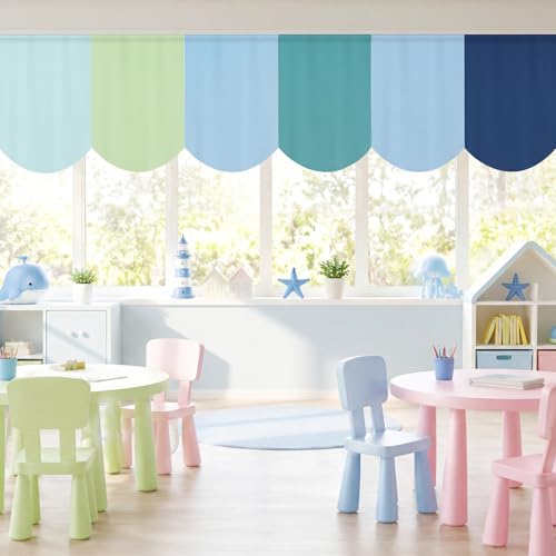 6-Piece Colorful Classroom Curtains, 36 x 24 Inch Pastel Window Drapes