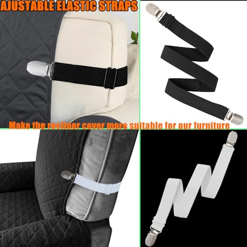 Adjustable Elastic Band Straps for Recliner Sofa Covers - 4 Pack
