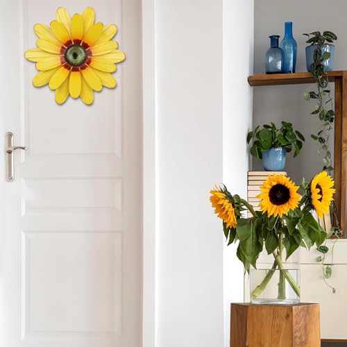 11-Inch Metal Sunflower Wall Art, 3D Hanging Flower Decor for Indoor Outdoor