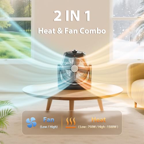 2-in-1 Portable Space Heater and Cooling Fan for Home and Office