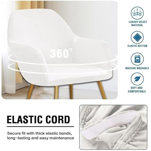 Stretch Velvet Office Chair Slipcover with Arms - Non-Slip Protector