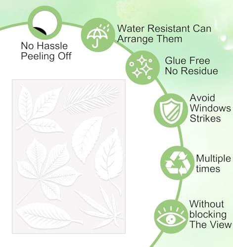 Bird Strike Prevention Window Clings - 26 Leaf-Shaped Decals