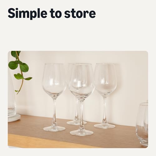 Stemmed White Wine Glasses, 12 oz. Dishwasher-Safe Set of 4