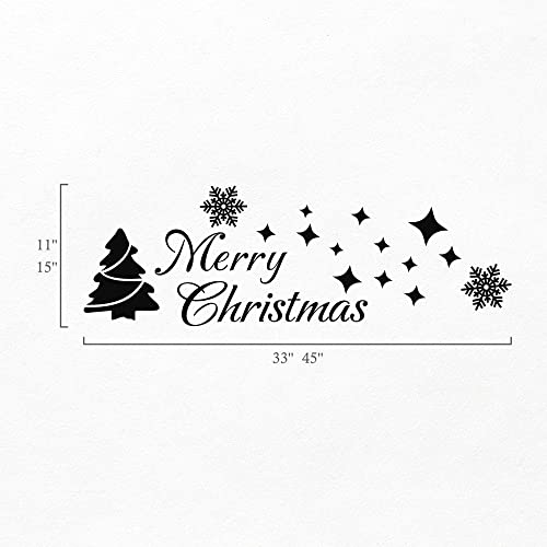 MoharWall Small Black Christmas Tree Wall Decals – Window Cling Quotes & Stars