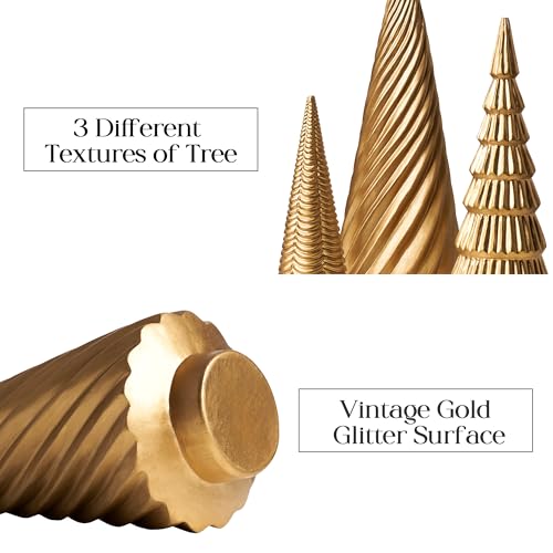DN DECONATION Spiral Resin Christmas Tree Decorations, 3 PCS for Desk