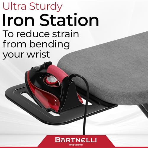 Bartnelli Height-Adjustable Ironing Board with 4-Layer Cover and Iron Rest