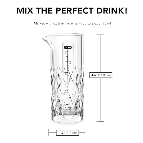 Final Touch Yarai Glass Cocktail Measuring Jigger with Pour Spout - 3.4 oz, Bar Tool