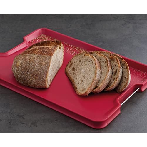 Joseph Joseph Cut&Carve Plus - Non-Slip, Multi-Function, Double-Sided Cutting Board for Food Preparation and Carving- Dishwasher Safe, Extra Large, Red