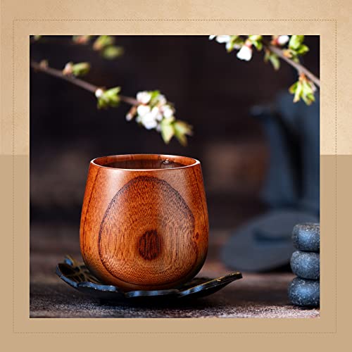 Gerrii Wooden Tea & Coffee Mug Set 6 oz - Rustic Japanese Style Drinkware