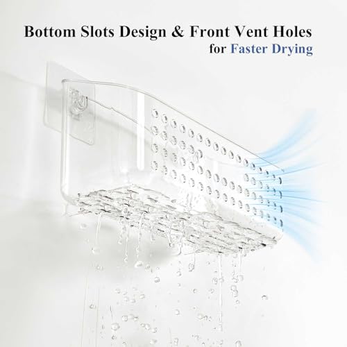 Clear Bath Toy Storage Organizer 2 Pack - No-Drill Adhesive Shower Caddy