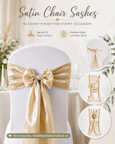 SARVAM FASHION Green Satin Chair Sashes Set of 10 Wedding Banquet Home Decor 7x108 Inches
