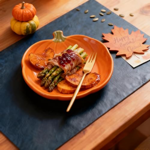 Reversible Faux Leather Placemats Set of 6, Wipeable Heat Resistant Mats