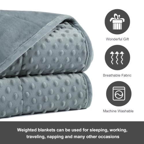 15lb Weighted Blanket Queen Size 60x80 Reversible Minky Dot & Microfiber