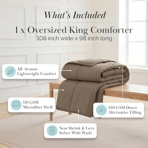 Oversized King Down Alternative Comforter - Dark Taupe, All Season