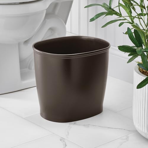 Slim Plastic Trash Can for Bathroom and Office, Bronze 2.1 Gallon