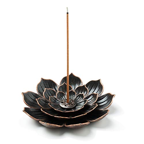 Brass Lotus Incense Burner with Detachable Ash Catcher