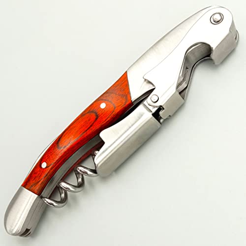 Gajing Waiter Corkscrew - Professional Wine Opener with Rosewood Handle, Double-Hinged, Multi-Function Bar Tool