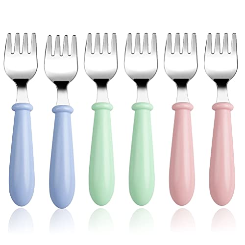 6-Pack Toddler Forks Stainless Steel Round Handle Kid-Friendly Utensils