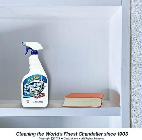 Sparkle Plenty Chandelier Cleaner Drip Dry Spray No Wipe - Dust Remover & Streak Free Glass Cleaner Spray for Crystal Chandelier & Window Screen - Versatile Household Cleaning Supplies (32 oz, 3 Pack)