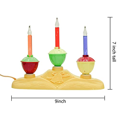 Doratale 3 Lights Bubble Light Centerpiece – Multicolor Plug-In Window Candles (4 Bulbs + 1 Spare) 9" x 3" x 7"