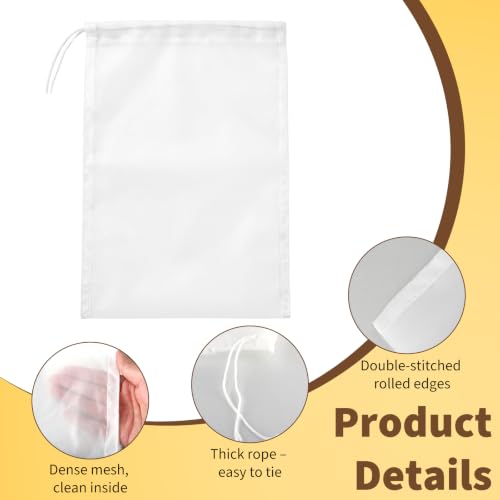10-Pack Reusable Nylon Juicer Straining Bags, 9.8 x 13.8 Inch Mesh Pouches