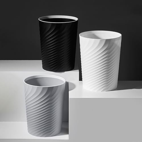 Small Bathroom Trash Can 1.8 Gallon Waste Basket 2 Pack White