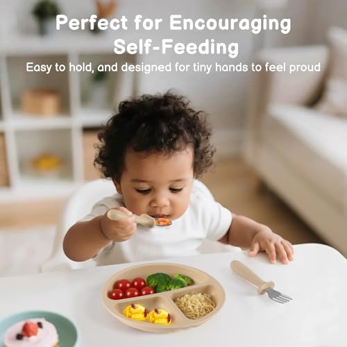 Eascrozn Toddler Utensils 6-Pack - Stainless Steel Forks & Spoons with Silicone Handles