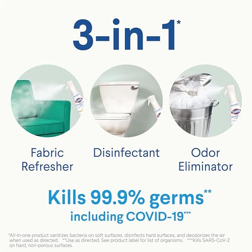 CLOROX Disinfecting Mist, Lemongrass Mandarin, Household Essentials, 1 Sprayer Bottle and 1 Refill, 16 Fl Oz Each