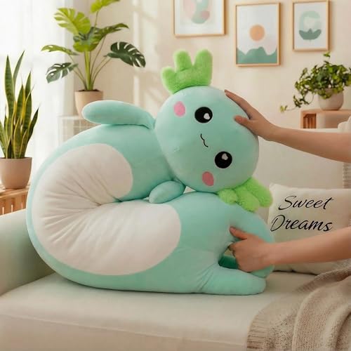 Kekeso 31.5in Axolotl Plush Pillow – Long Axolotl stuffed toy for kids & adults, green 80cm