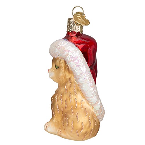 Handcrafted Glass Kitten in Santa Hat Christmas Tree Ornament