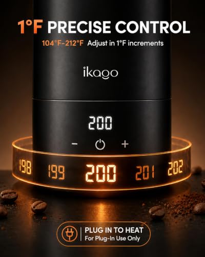 Ikago Portable Electric Kettle 15oz with Precise Temp Control & UL Certification