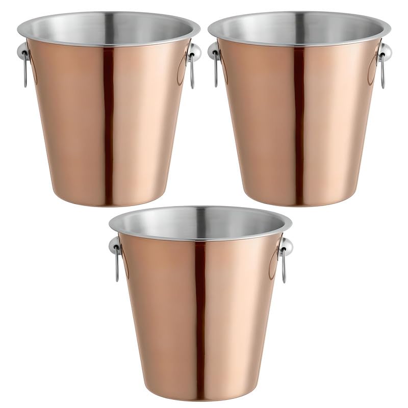 Bronze 3-Pack 8.5-Inch Stainless Steel Wine & Champagne Cooler Ice Buckets